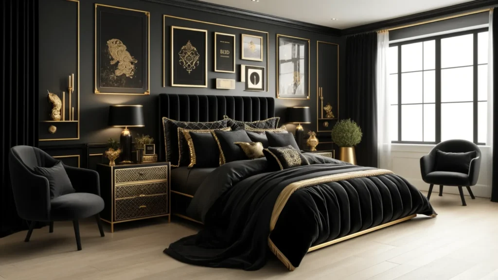 Sleek furniture with metallic accents