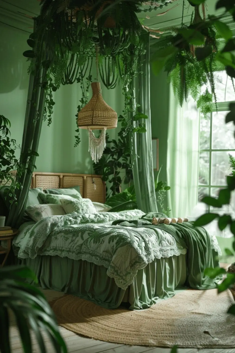 Nature-Inspired Green Boho Style Bedroom Ideas