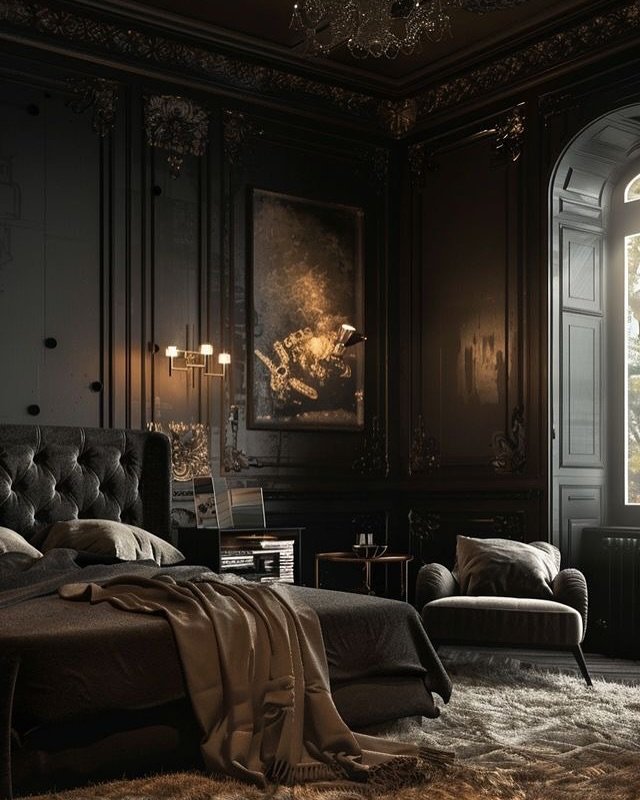 Lighting Solutions for a Moody Ambiance for Black Themed Bedroom
