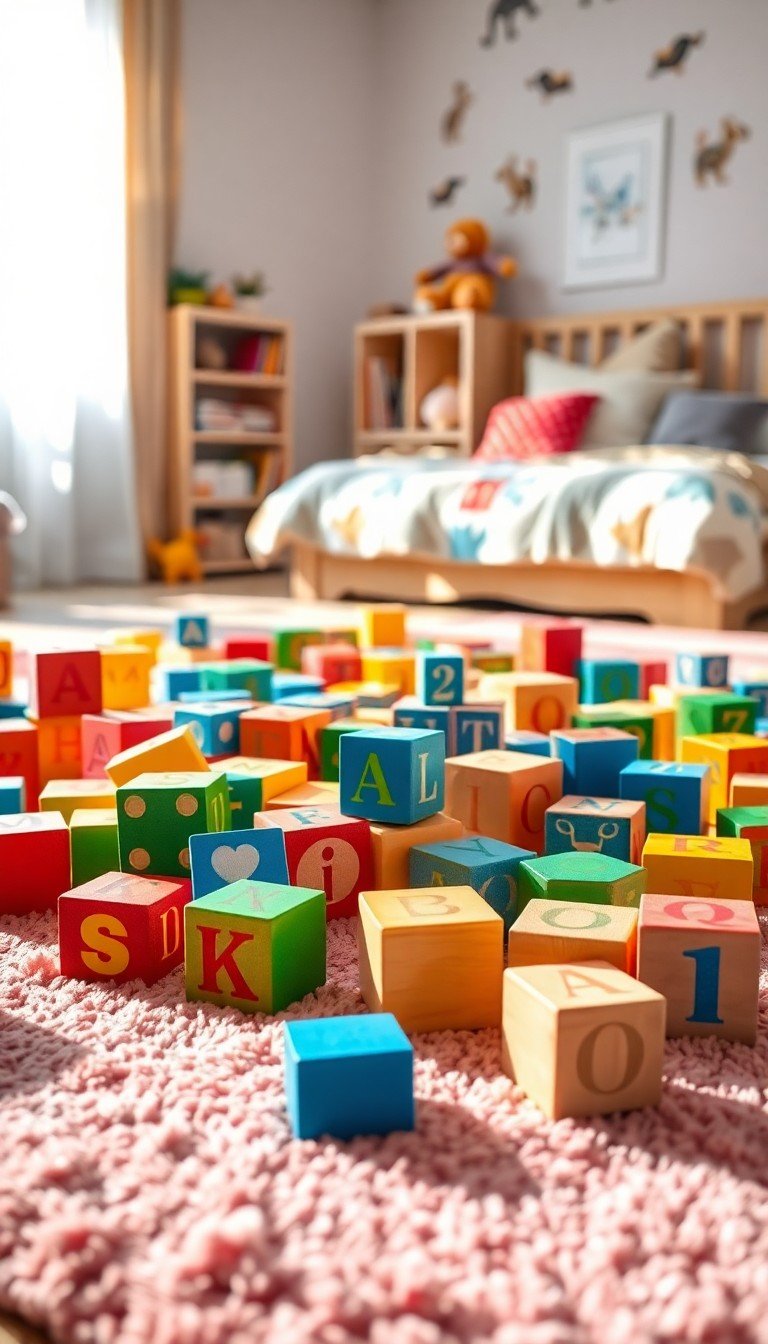 Wooden Toy Blocks for Kids Bedroom