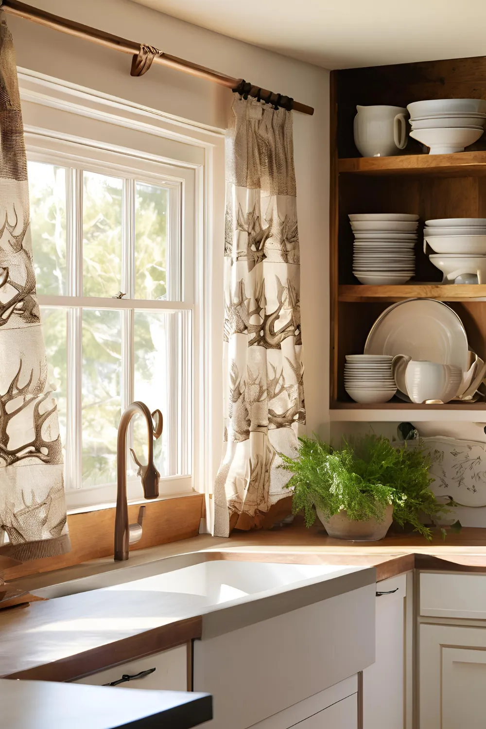 Antler-patterned curtains or Valances
