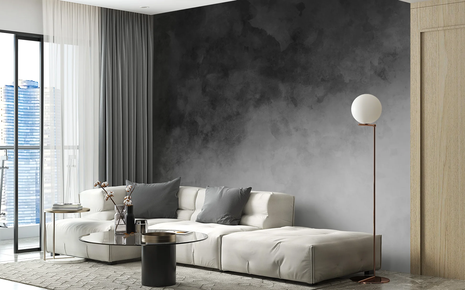 Black and Grey Gradient Wall