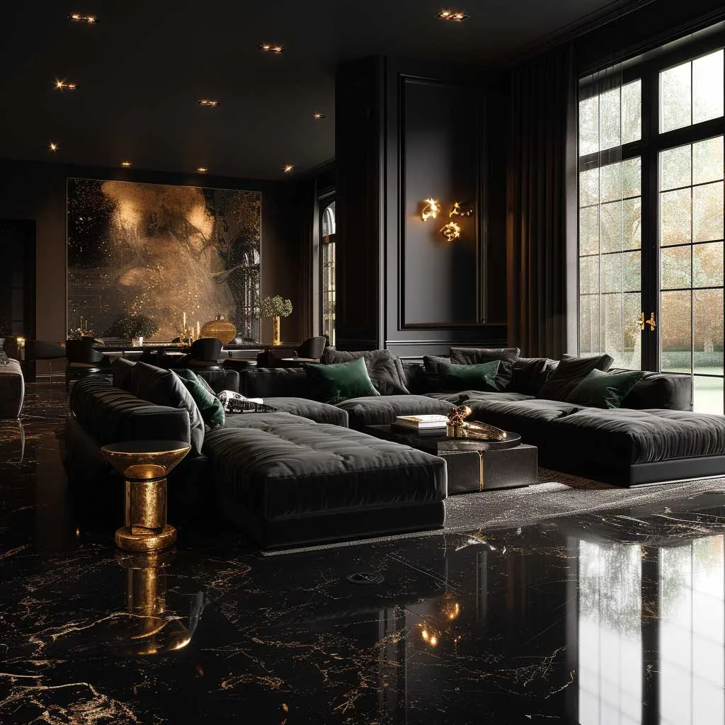 Glossy Black for a Luxurious Vibe in Living Room