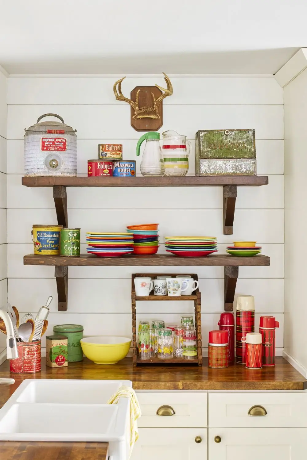 Open Shelving With Farmhouse Decor