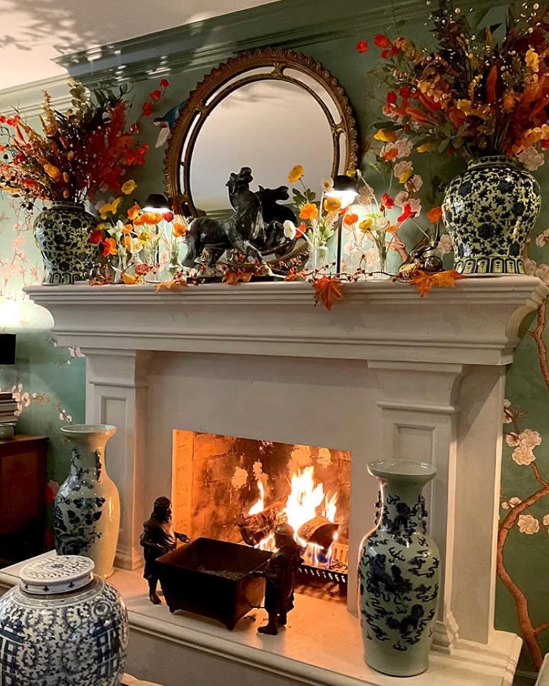 Birch Logs Fall Mantel Décor