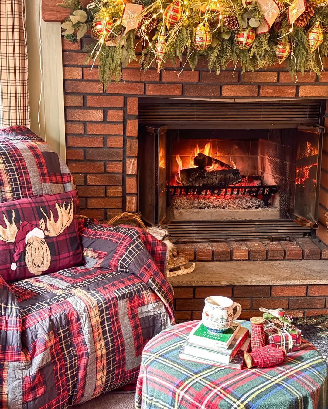 Cozy Plaid Throws Fall Mantel