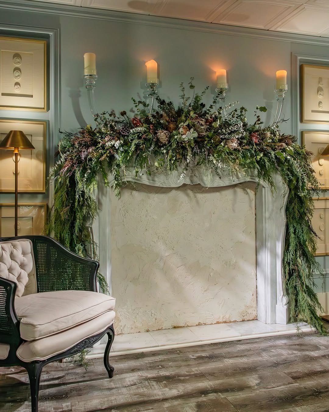 Dried Wheat and Pampas Grass Mantel Décor