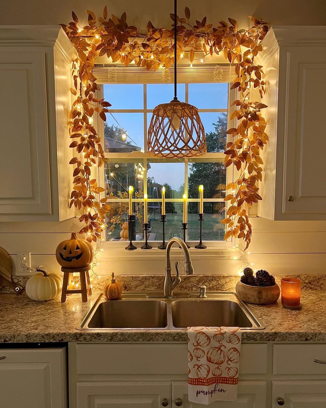 Hang a Fall-Themed Wreath in Cozy Fall Kitchen