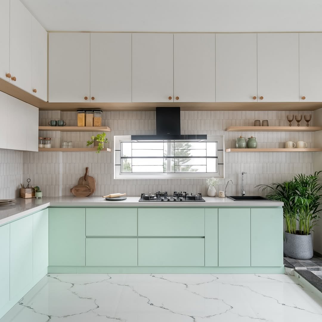 Mint Green Color Kitchen