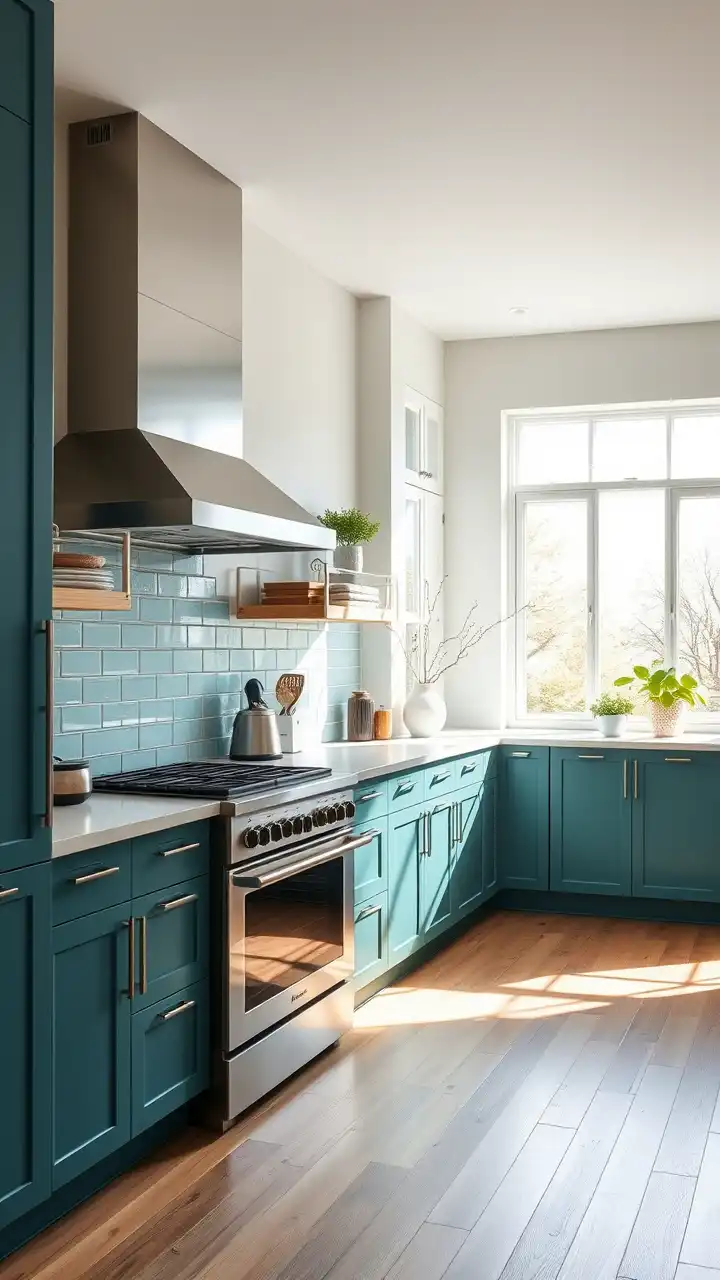 Teal Color Kitchen