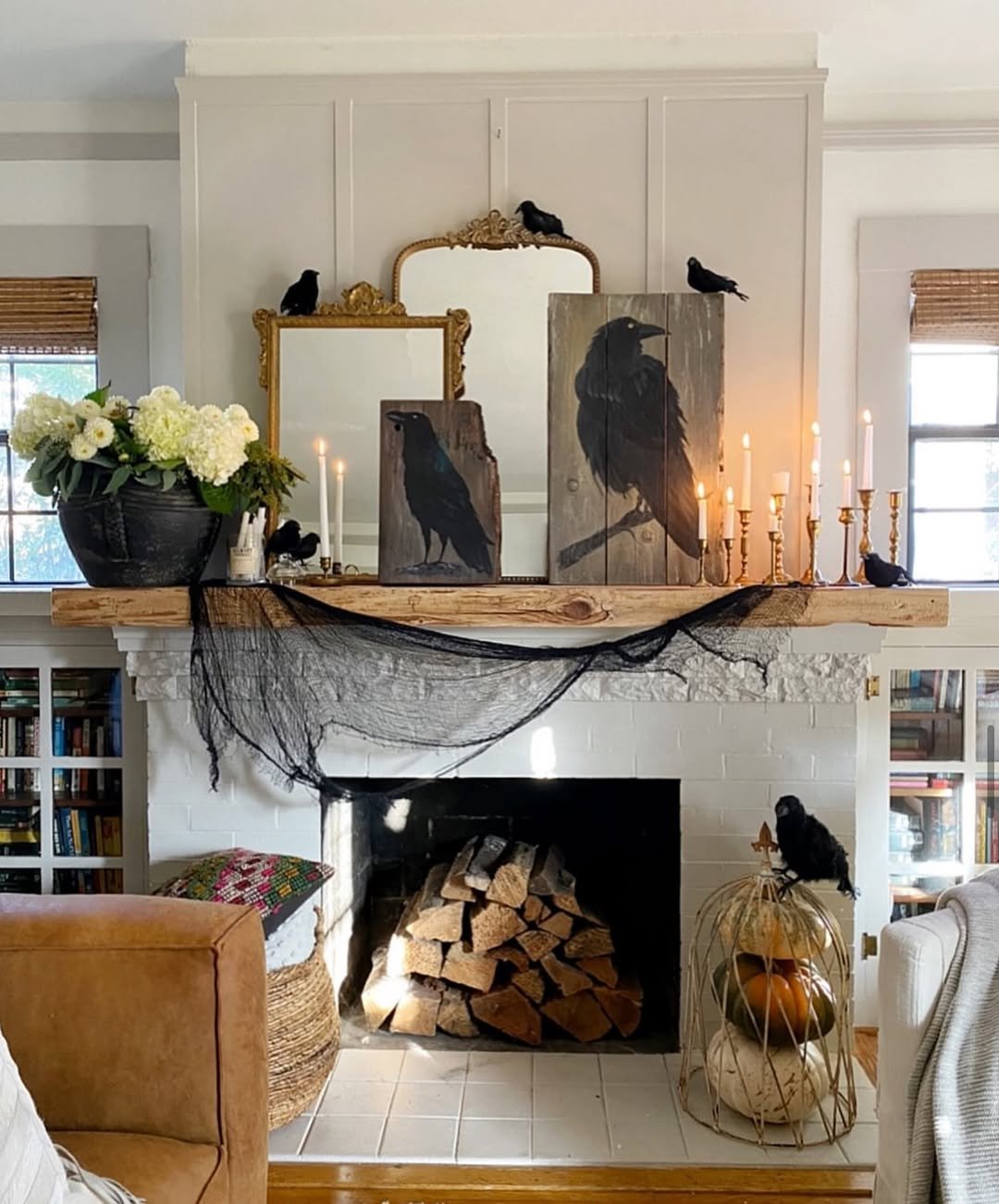 Vintage Lanterns Fall Mantel Décor