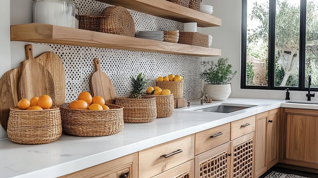 Woven Baskets Cozy Fall Kitchen