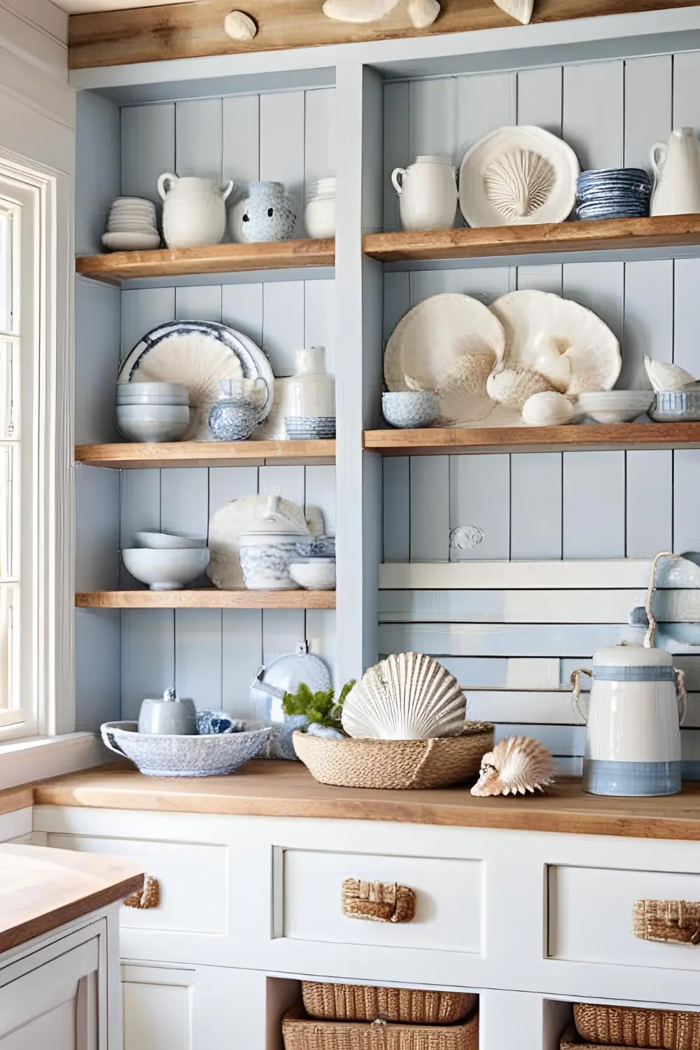 Open Shelving with Nautical Accents