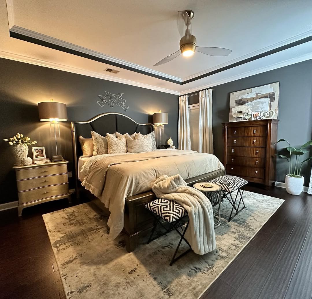 Add a Statement Headboard in a Luxurious Bedroom