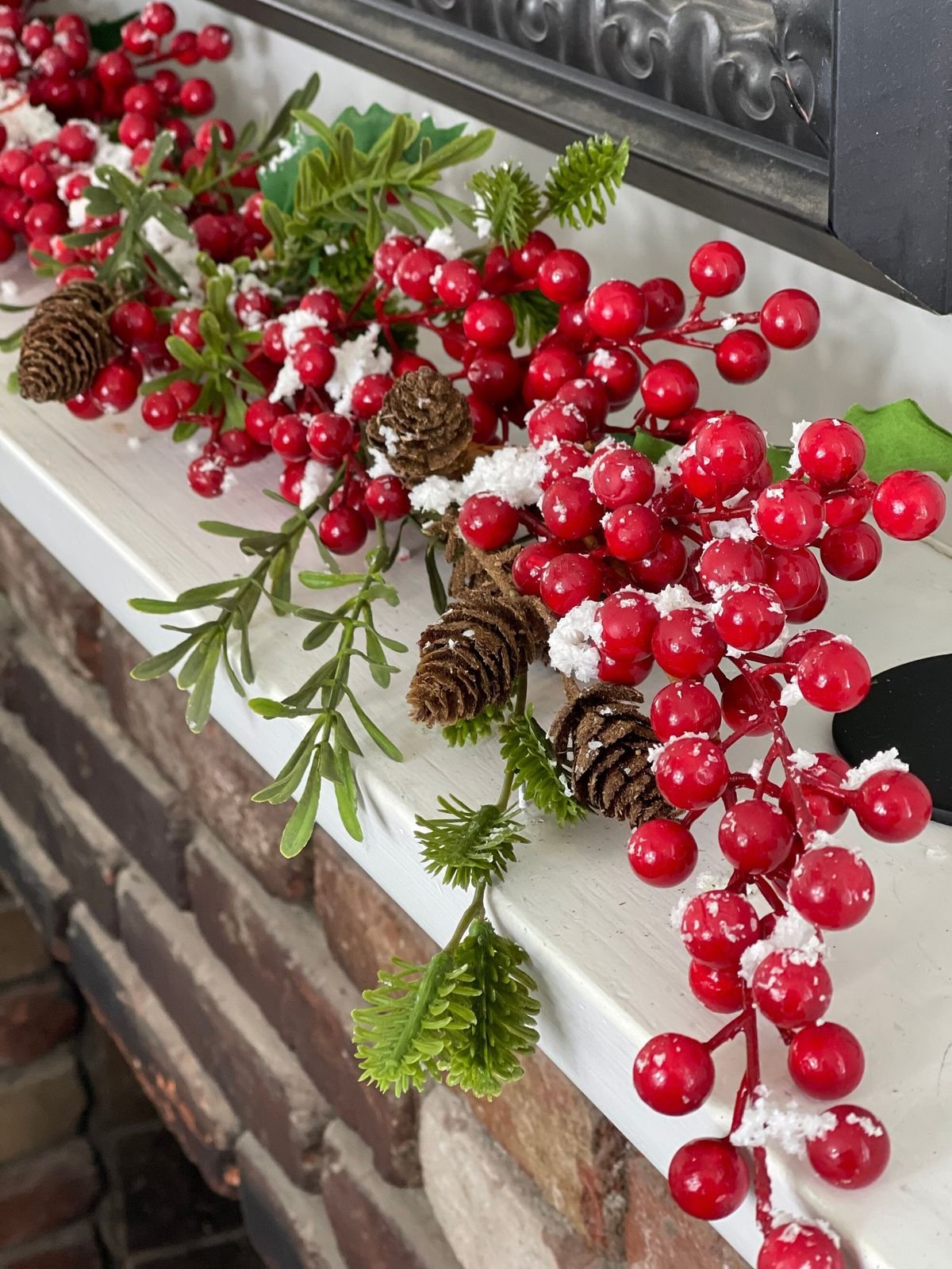 Berries & Boxwood Garland with Winter Floral Arrangements