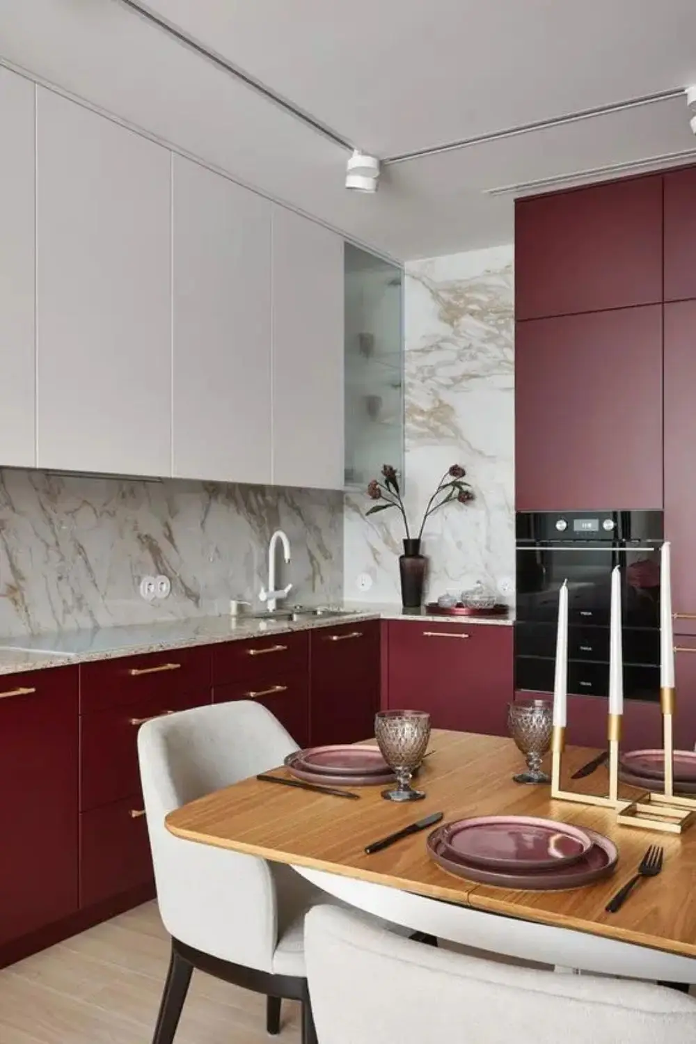 Burgundy & White