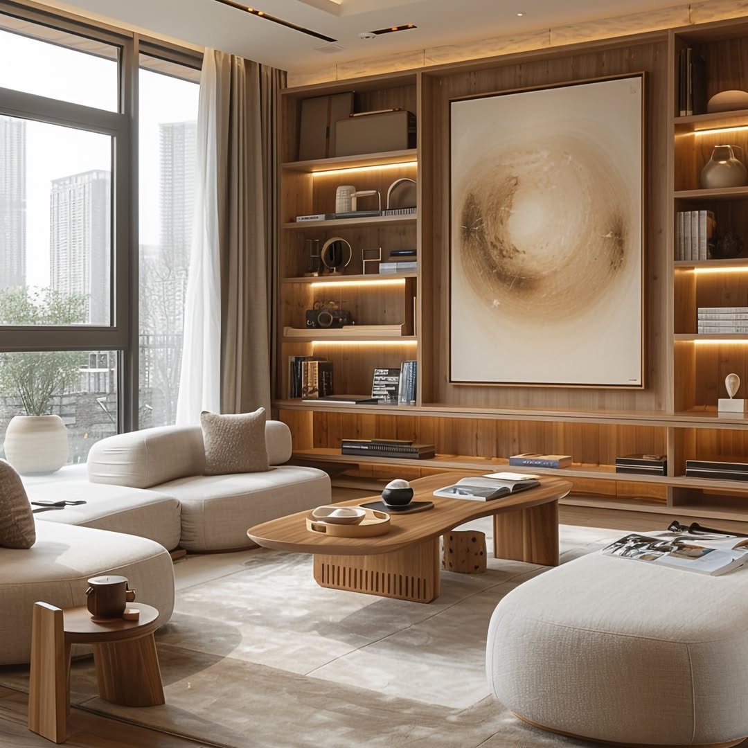 Zen Meets Zesty Eclectic Living Room