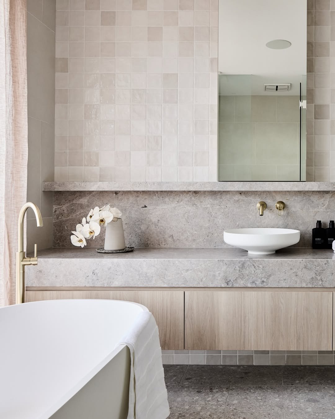 Limestone Countertops for French Country Bathroom
