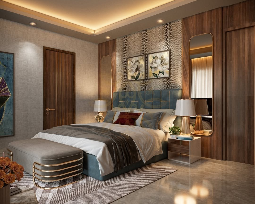 Metallic Accents in a Luxurious Bedroom