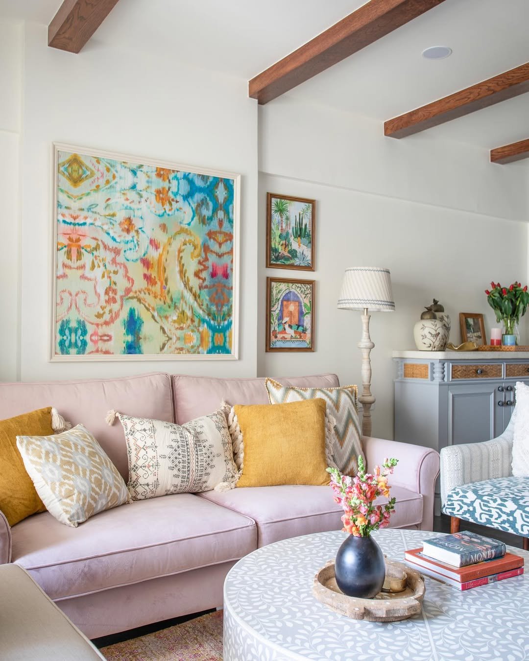 Mix and Match Patterns for Boho Living Room
