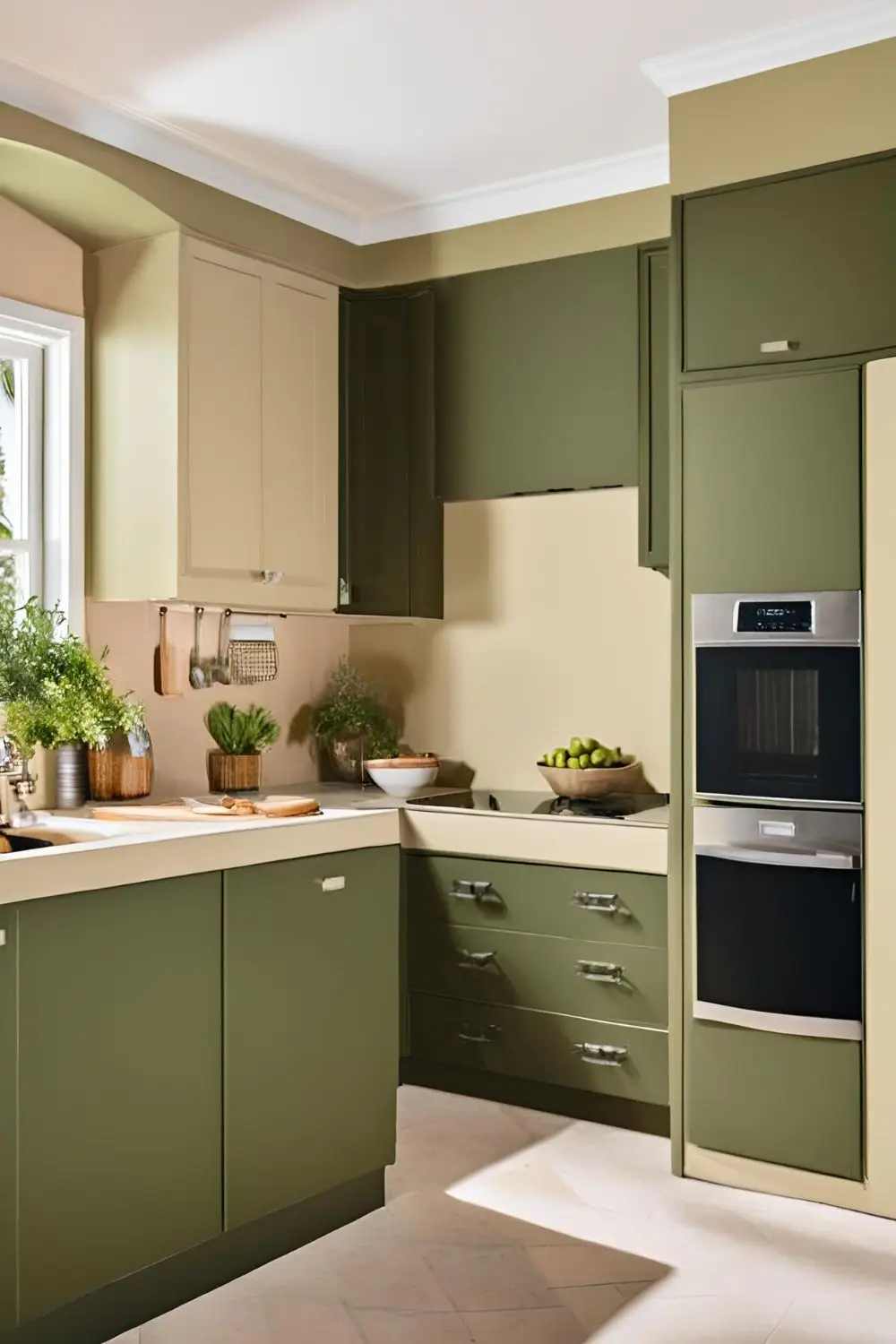 Olive Green & Beige