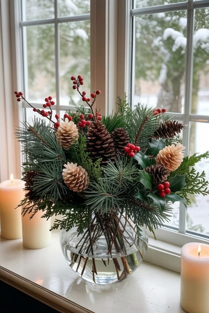 Pinecones & Ivy Twist with Winter Floral Arrangements
