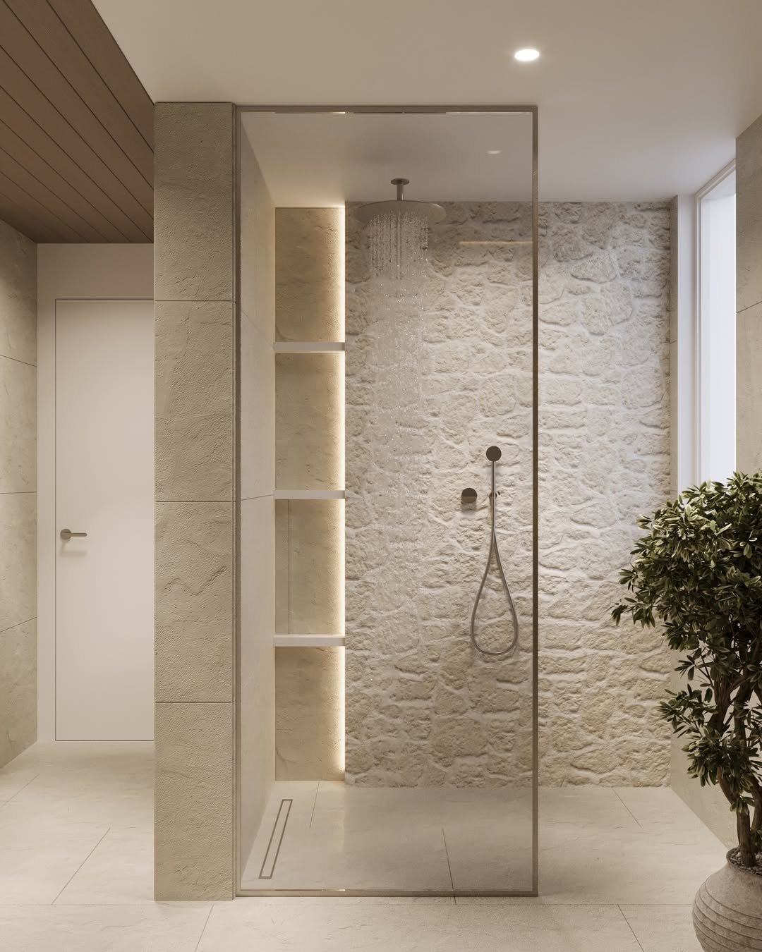 Rustic Stone Walls for French Country Bathroom
