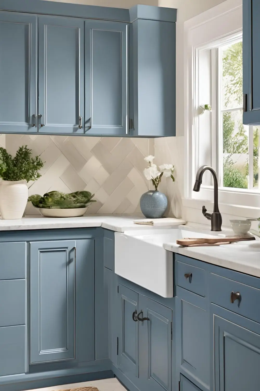 Slate Blue & Off-White