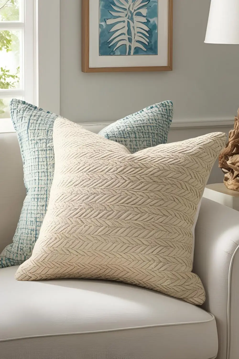 Textured Throw Pillows for Coastal Living Room Ideas