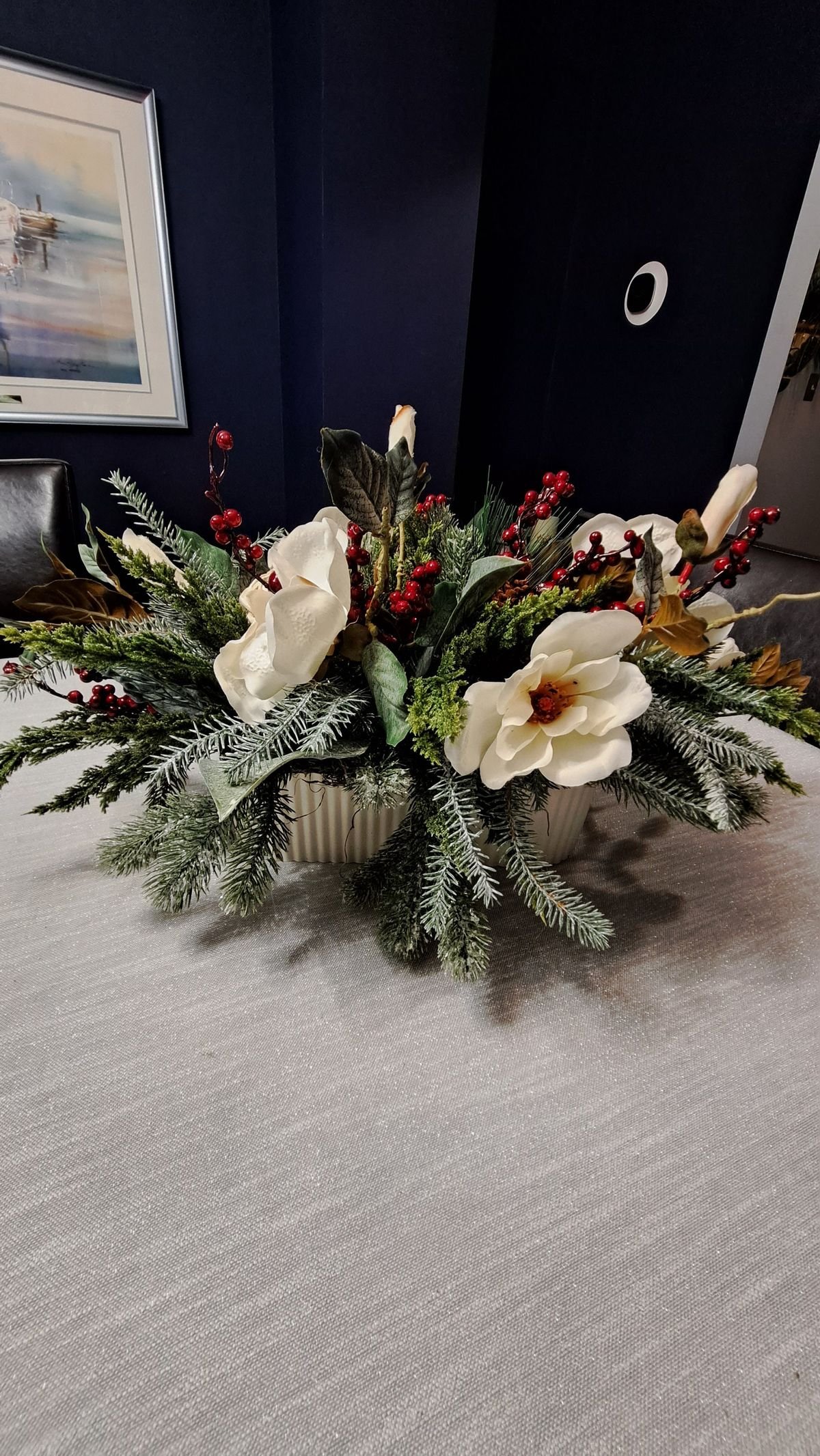 Winterberry with Magnolia Leaves with Winter Floral Arrangements