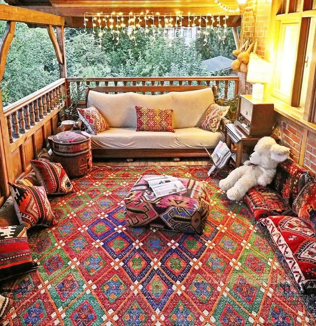 Bohemian Lounge Sanctuary for Mid-Century Modern Gathering Space
