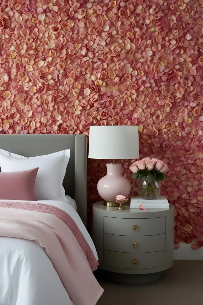 Subtle Rose Petal Decor for Moody Romantic Bedroom