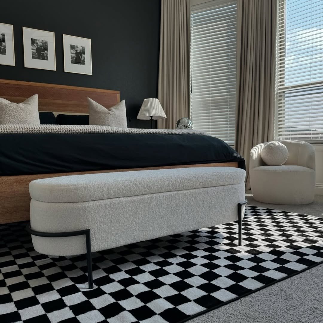 Functional Yet Stylish Storage for a Black and White Bedroom