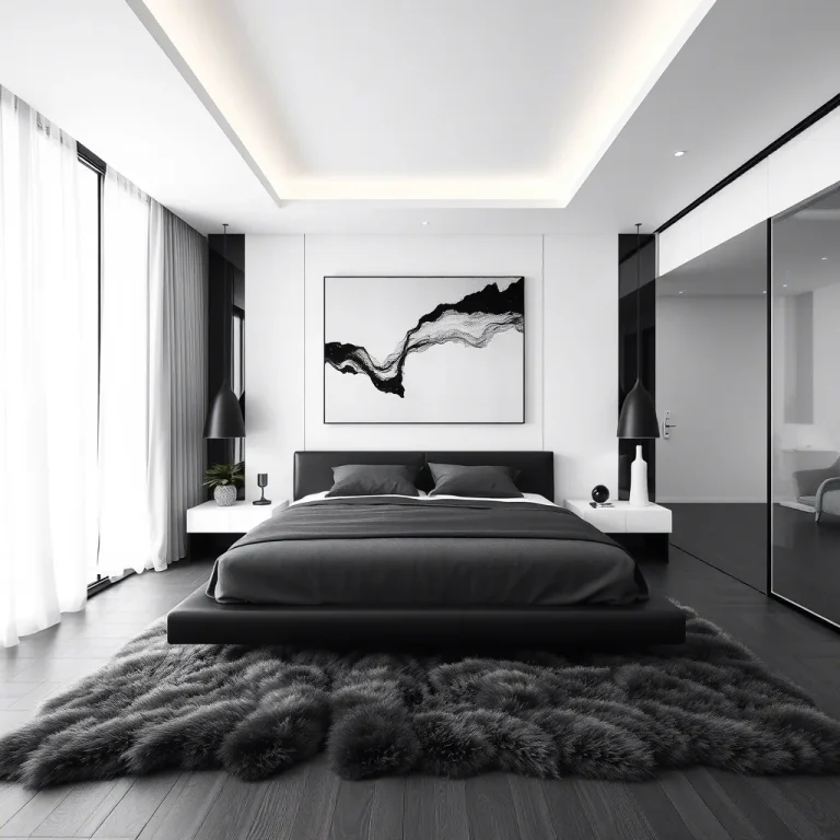 Stunning Black and White Bedroom