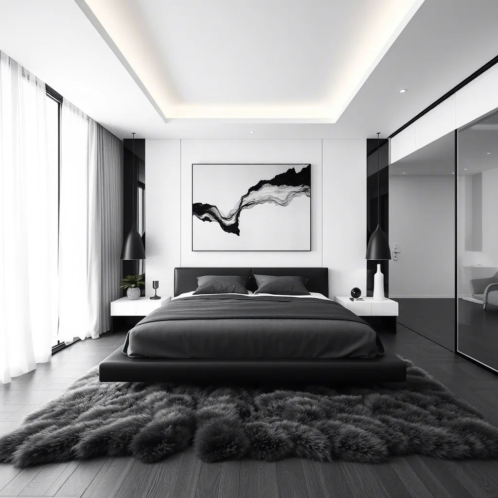 Stunning Black and White Bedroom