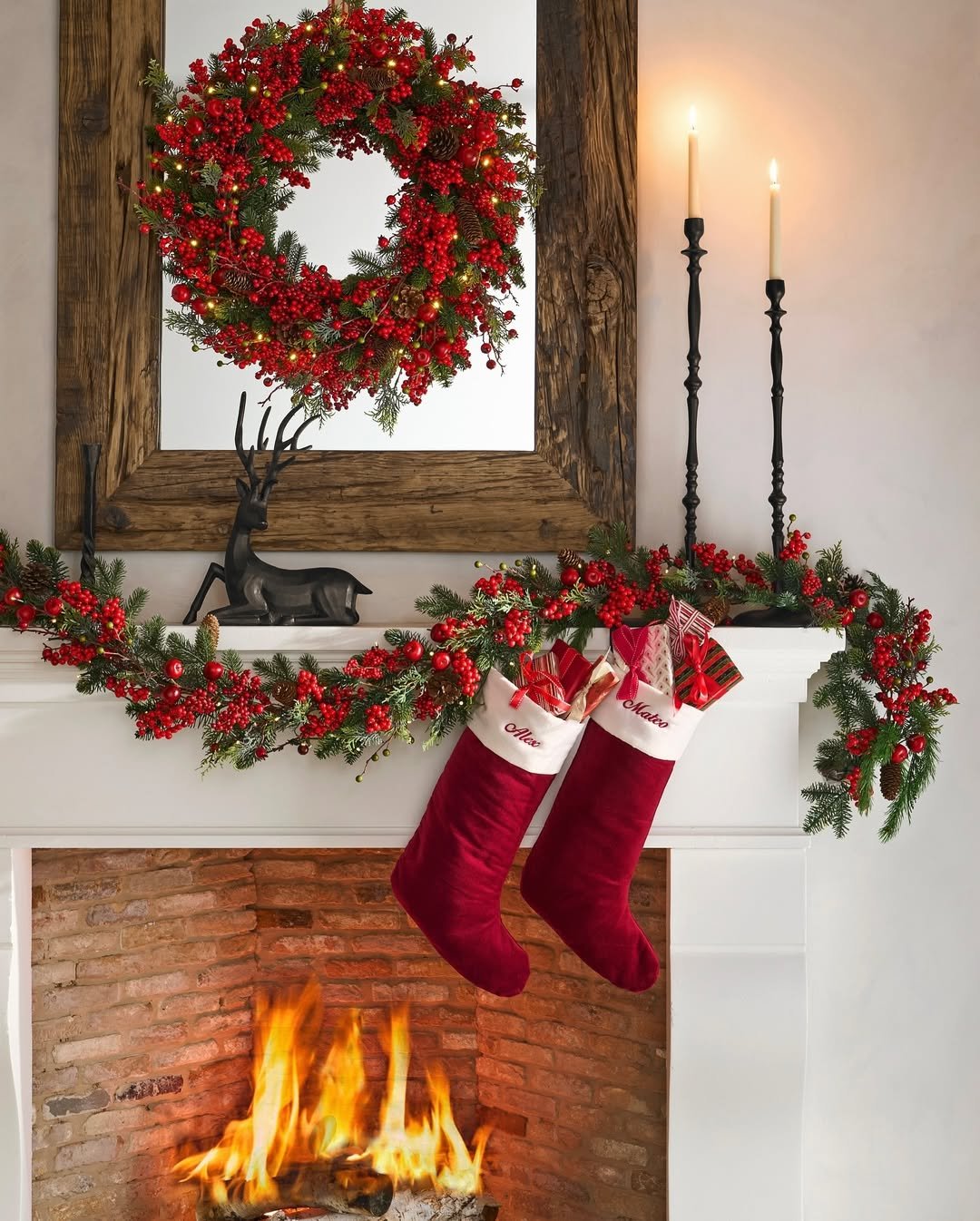 Festive Wreaths Inside Fall Living Room