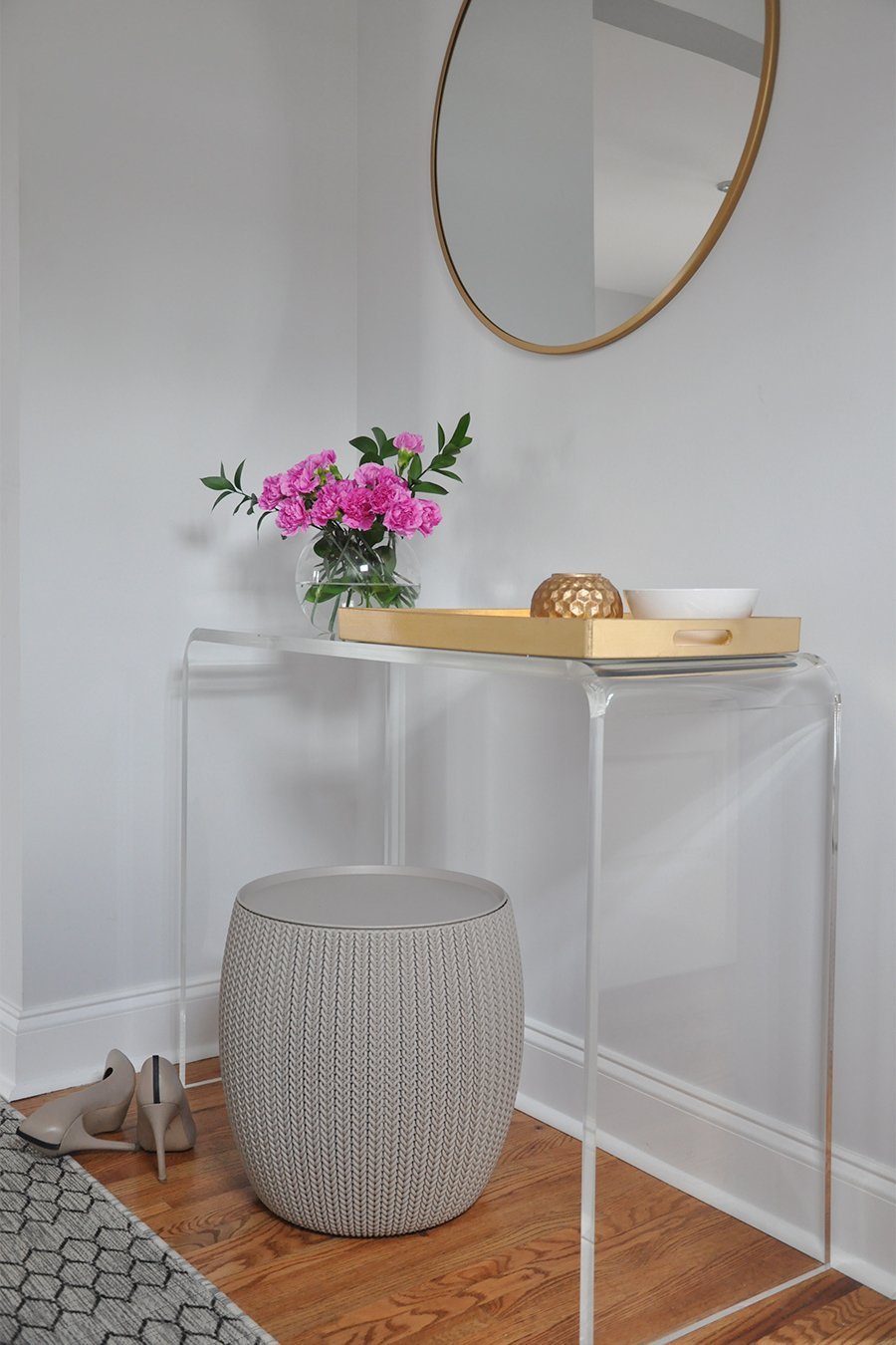 Lucite Furniture in Small Entryway