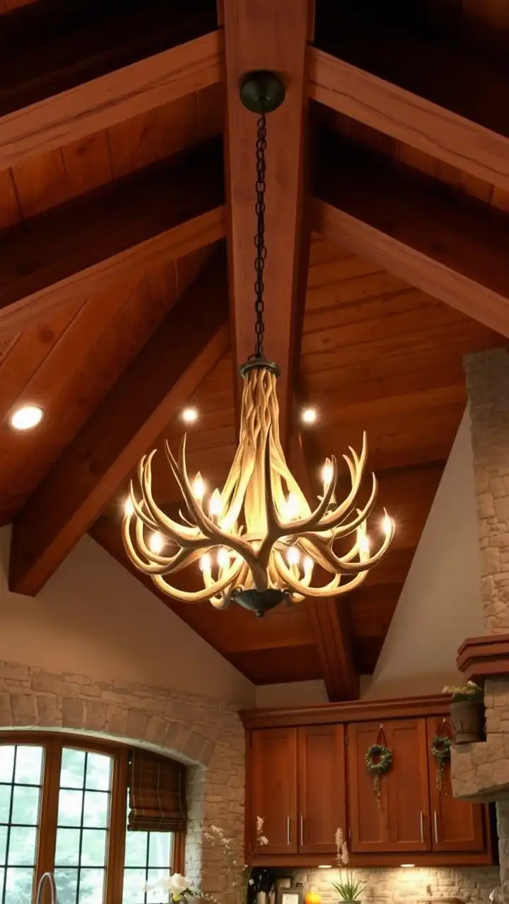 Pendant Lights with Antler Accents