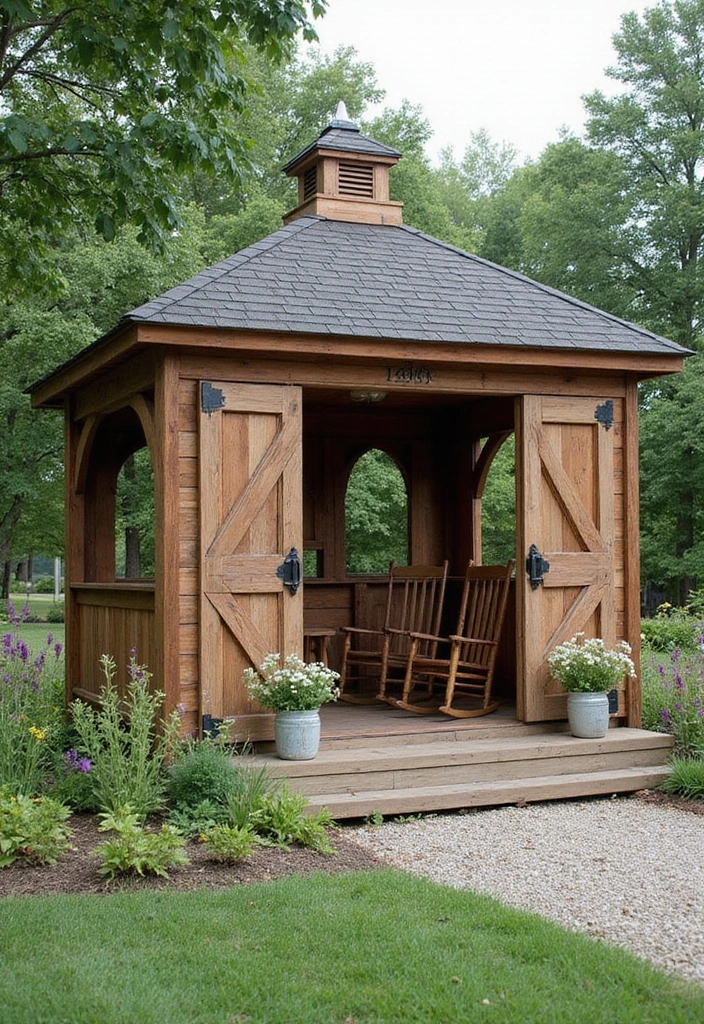 25 DIY Gazebo Ideas to Build Your Dream Backyard Oasis (You Can Do It!) - 10. Rustic Farmhouse Gazebo
