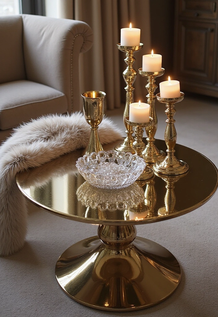 Round Coffee Table Decor Styles with Glamorous Metallics