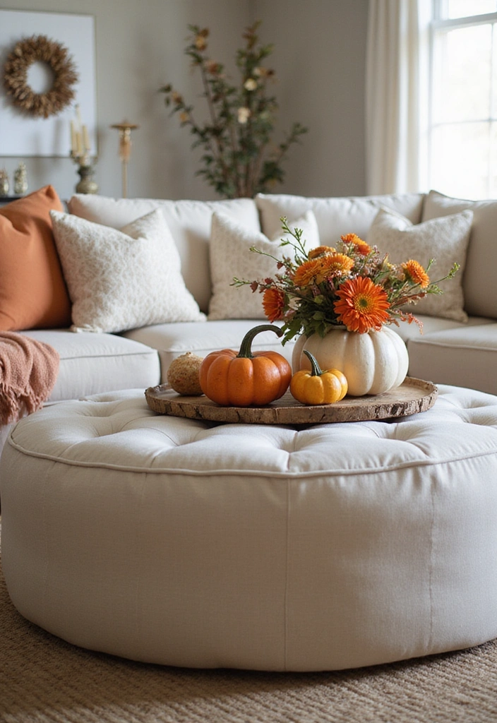 17 Trendy Ottoman Coffee Table Decor Hacks to Impress Your Guests! - 6. Seasonal Decor Swaps