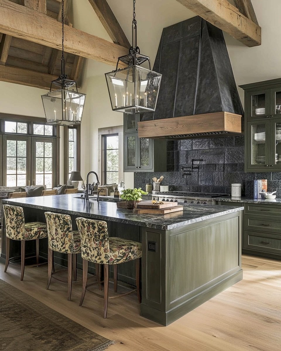 Textural Elements in a Small Kitchen Living Room Combo