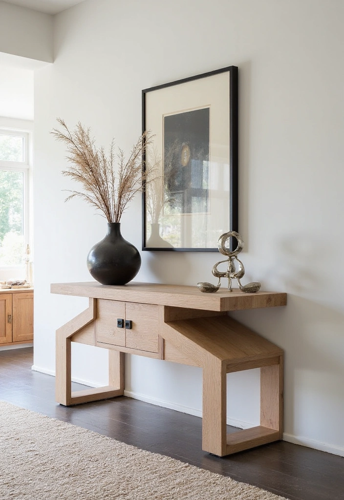 12 Space-Saving Floating Console Table Ideas That Will Transform Your Entryway! - 10. Geometric Floating Console