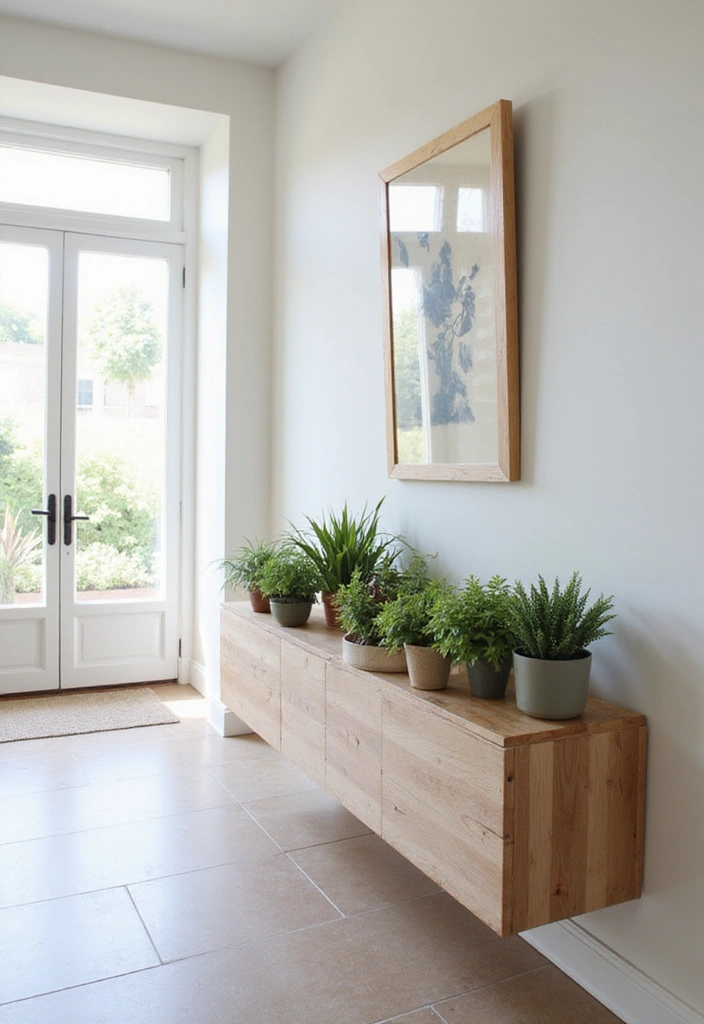 12 Space-Saving Floating Console Table Ideas That Will Transform Your Entryway! - 7. Floating Console with Plants