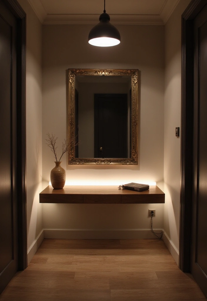 12 Space-Saving Floating Console Table Ideas That Will Transform Your Entryway! - 4. Floating Console with Built-In Lighting