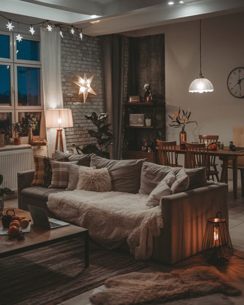 Dark Wood Elements moody boho living room