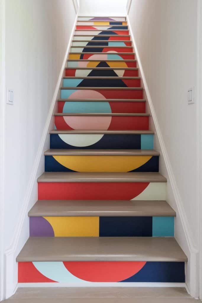 Geometric Decals in Creative Stair Riser Ideas