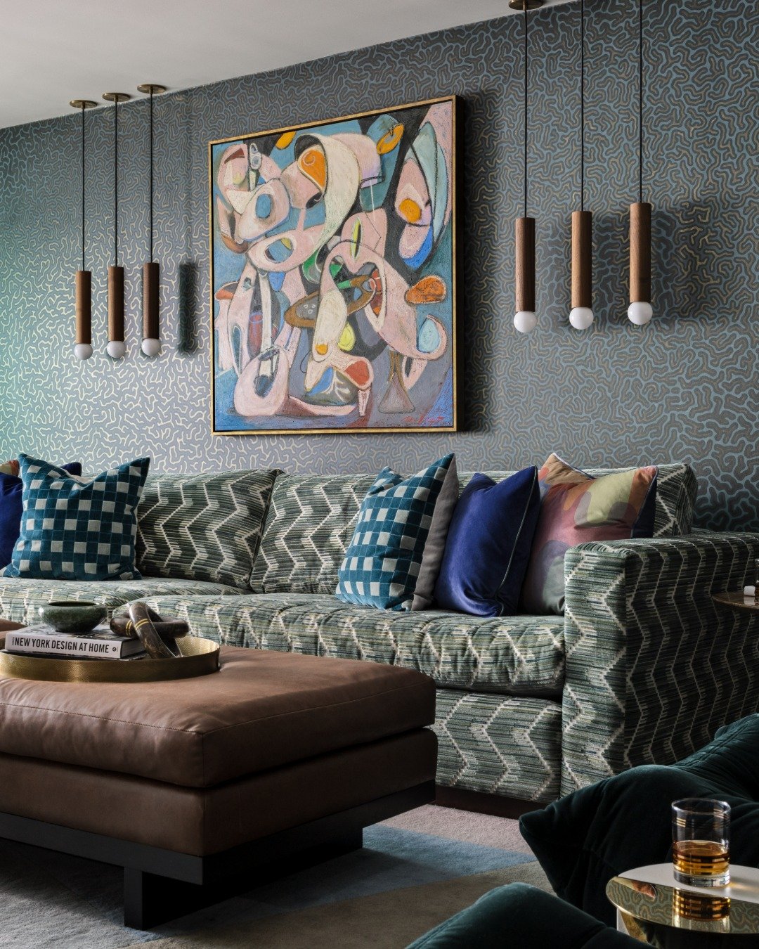 Textural  moody boho living room