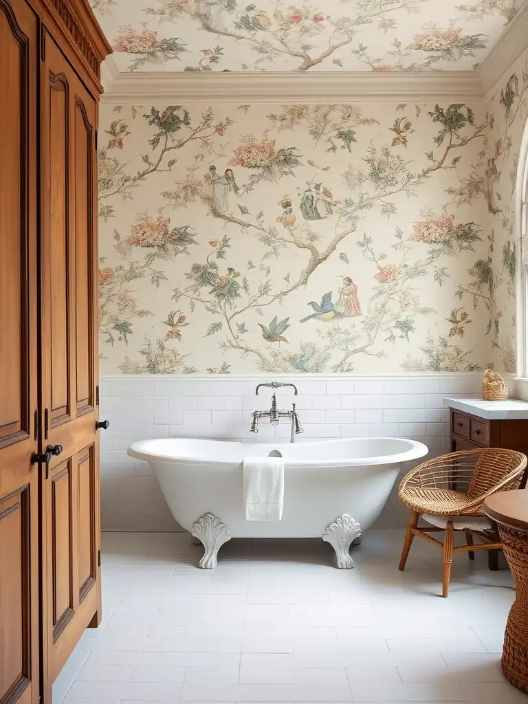 Toile de Jouy Patterns for French Country Bathroom