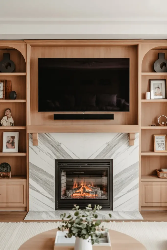 Modern Farmhouse Marble with Entertainment Wall